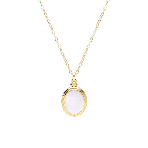 gemondo Bona Fide Mother of Pearl Oval Locket In Yellow Gold Plated Silver