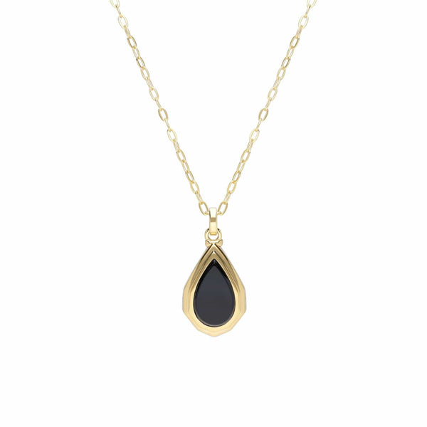 gemondo Bona Fide Pear Cut Black Onyx Locket in Gold Plated Sterling Silver