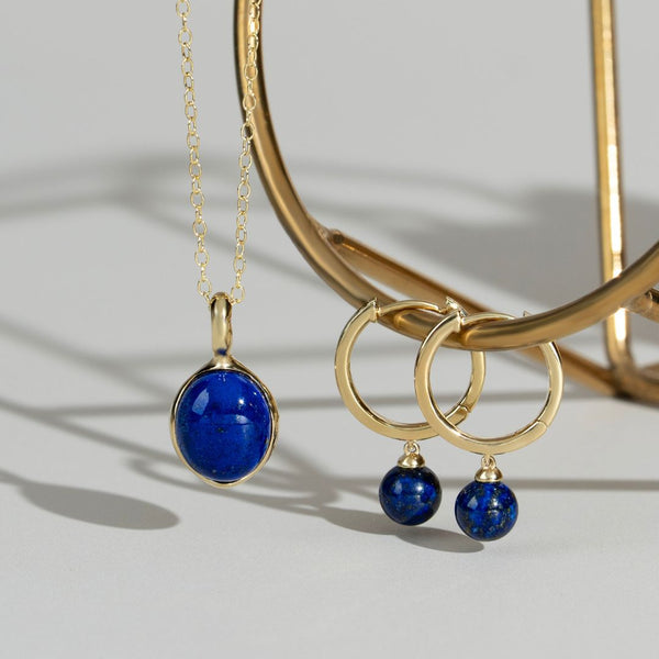 Gemondo Caruso Lapis Lazuli Dangle Hoop Earrings In Gold Plated Sterling Silver