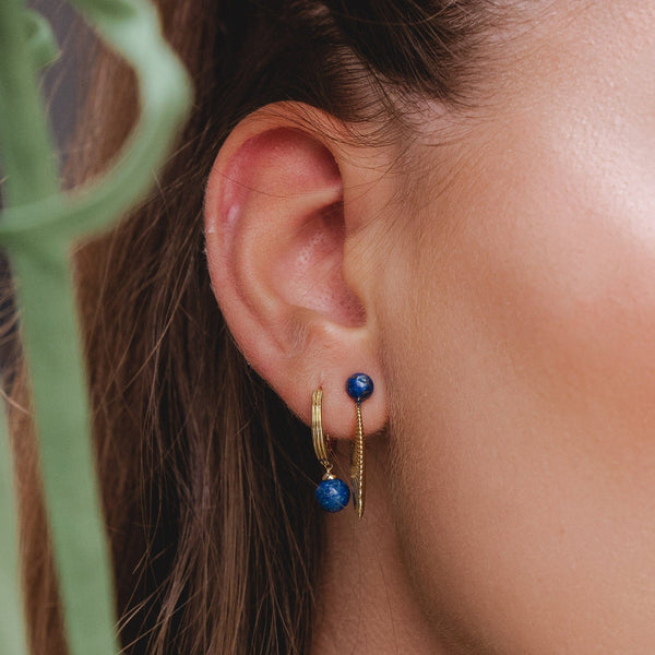 Gemondo Caruso Lapis Lazuli Dangle Hoop Earrings In Gold Plated Sterling Silver