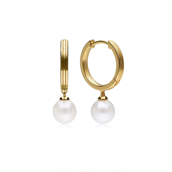 Gemondo Caruso Pearl Dangle Hoop Earrings In Gold Plated Sterling Silver