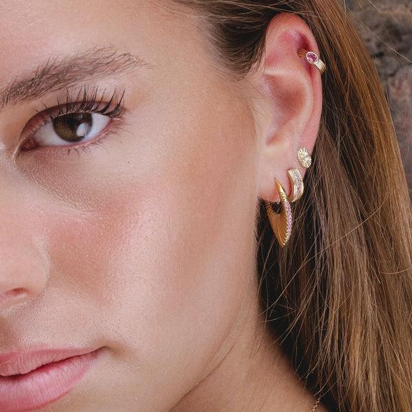 Gemondo Caruso Pink Sapphire Fan Drop Earrings In Gold Plated Sterling Silver