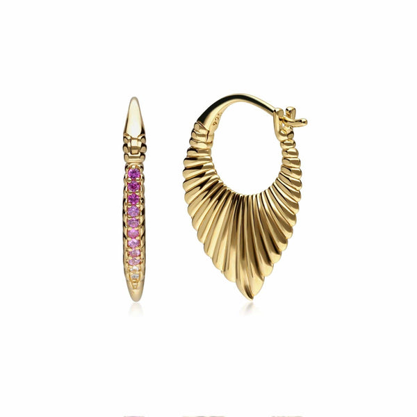 Gemondo Caruso Pink Sapphire Fan Drop Earrings In Gold Plated Sterling Silver