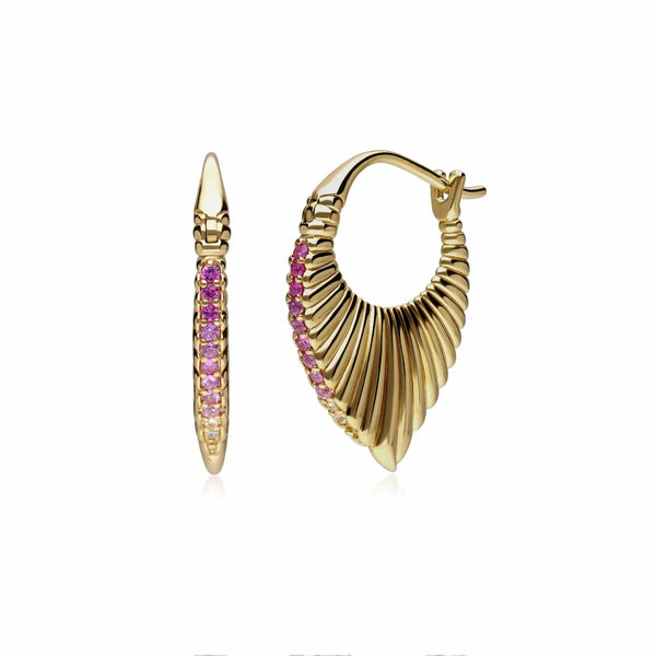 gemondo Caruso Pink Sapphire Fan Drop Earrings in Gold Plated Sterling Silver