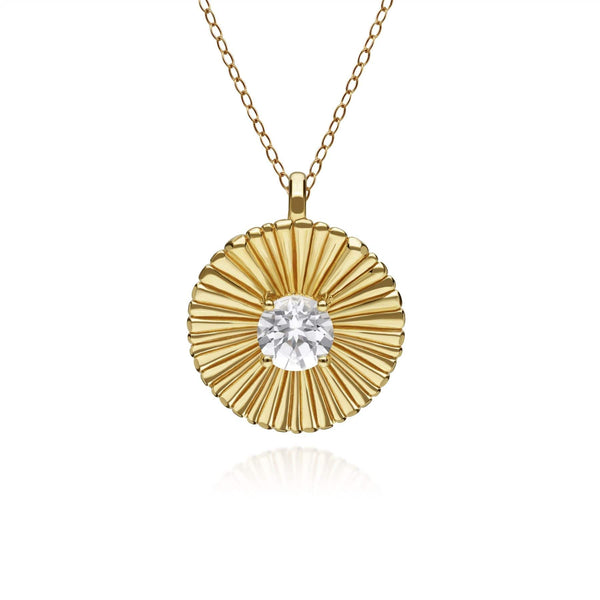 gemondo Caruso White Topaz Floral Pendant in Gold Plated Sterling Silver