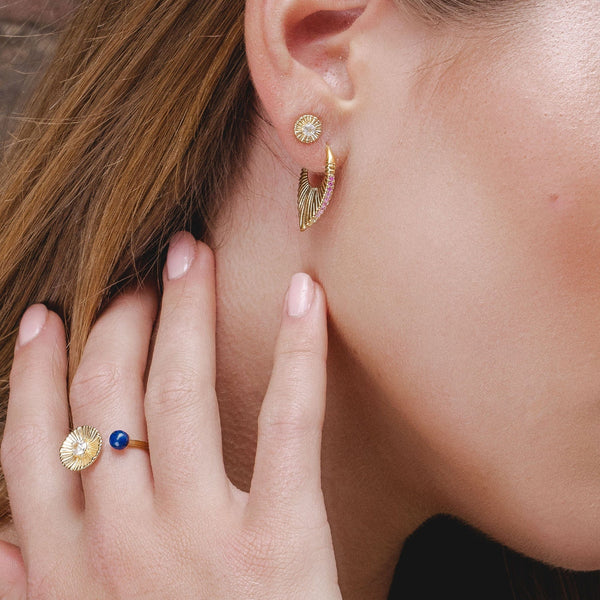 Gemondo Caruso White Topaz Floral Stud Earrings In Gold Plated Sterling Silver