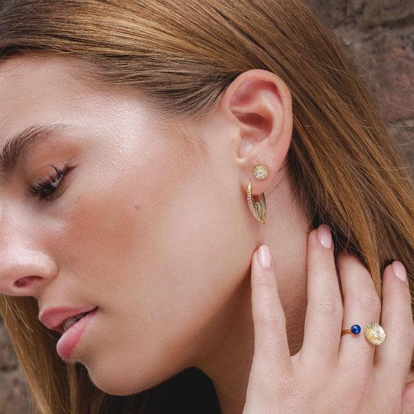 Gemondo Caruso White Topaz Floral Stud Earrings In Gold Plated Sterling Silver