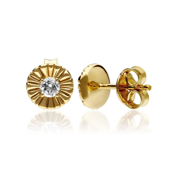 Gemondo Caruso White Topaz Floral Stud Earrings In Gold Plated Sterling Silver