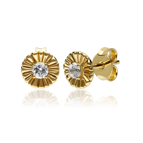 gemondo Caruso White Topaz Floral Stud Earrings in Gold Plated Sterling Silver