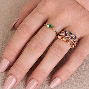 Gemondo Classic Amethyst & Diamond Half Eternity Ring In 9ct Yellow Gold