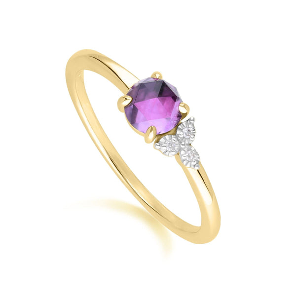Gemondo Classic Amethyst & Diamond Ring In 9ct Yellow Gold
