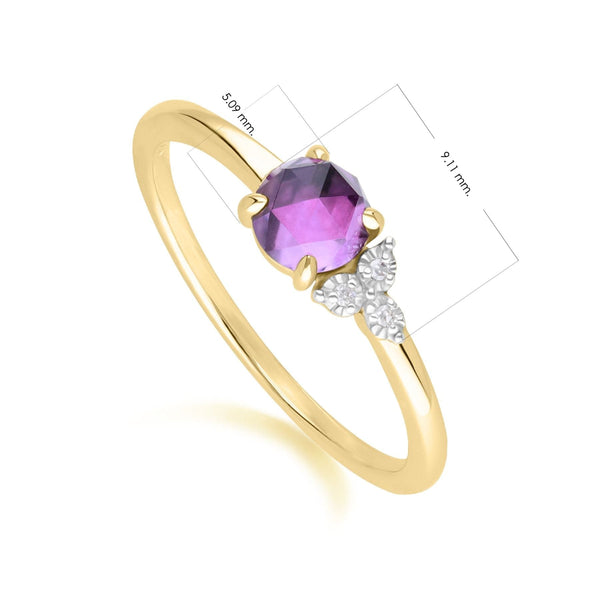 Gemondo Classic Amethyst & Diamond Ring In 9ct Yellow Gold