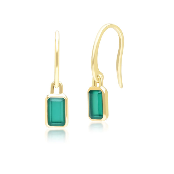 gemondo Classic Baguette Chalcedony Drop Earrings in 9ct Yellow Gold