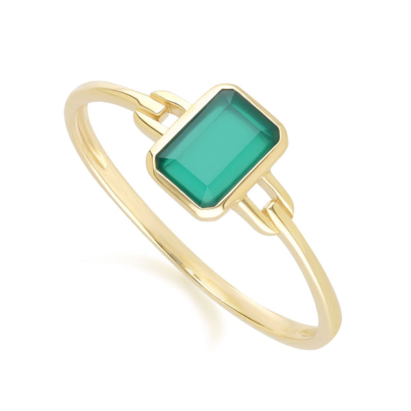 Gemondo Classic Baguette Chalcedony Ring In 9ct Yellow Gold