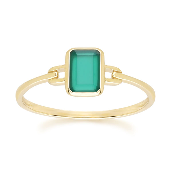 gemondo Classic Baguette Chalcedony Ring in 9ct Yellow Gold