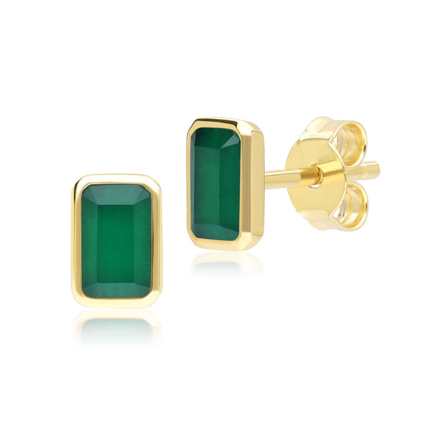 gemondo Classic Baguette Chalcedony Stud Earrings in 9ct Yellow Gold