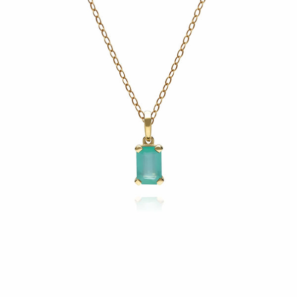 gemondo Classic Baguette Emerald Pendant in 9ct Yellow Gold