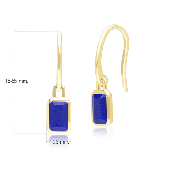 Gemondo Classic Baguette Lapis Lazuli Drop Earrings In 9ct Yellow Gold