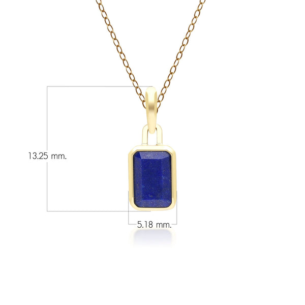 Gemondo Classic Baguette Lapis Lazuli Pendant Necklace In 9ct Yellow Gold