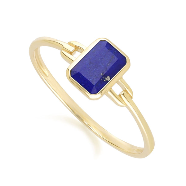 Gemondo Classic Baguette Lapis Lazuli Ring In 9ct Yellow Gold