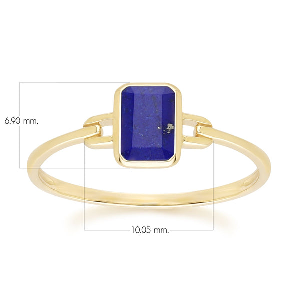 Gemondo Classic Baguette Lapis Lazuli Ring In 9ct Yellow Gold