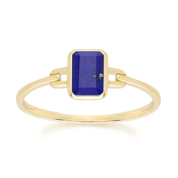 gemondo Classic Baguette Lapis Lazuli Ring in 9ct Yellow Gold