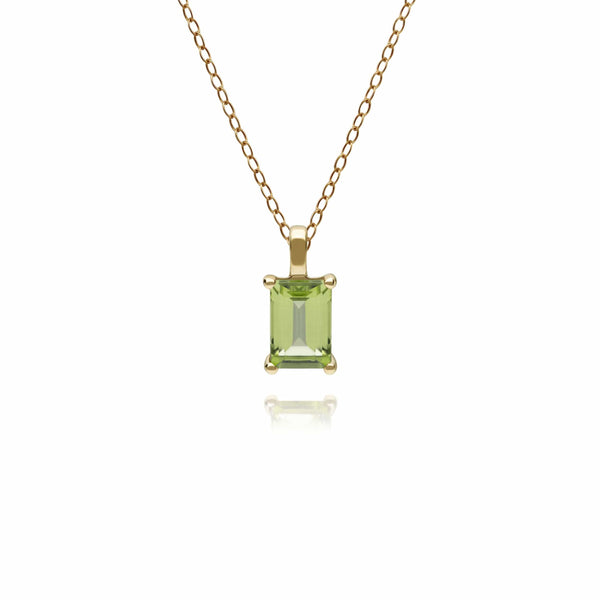 gemondo Classic Baguette Peridot Pendant in 9ct Yellow Gold