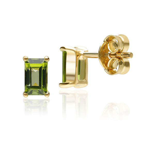 Gemondo Classic Baguette Peridot Stud Earrings In 9ct Yellow Gold