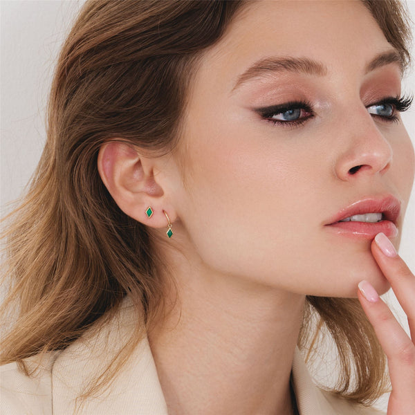 Gemondo Classic Chalcedony Stud Earrings In 9ct Yellow Gold