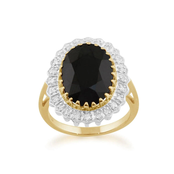 gemondo Classic Dark Sapphire & Diamonds Luxe Ring in 9ct Gold