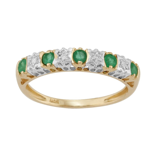 gemondo Classic Emerald & Diamond Eternity Ring in 9ct Yellow Gold