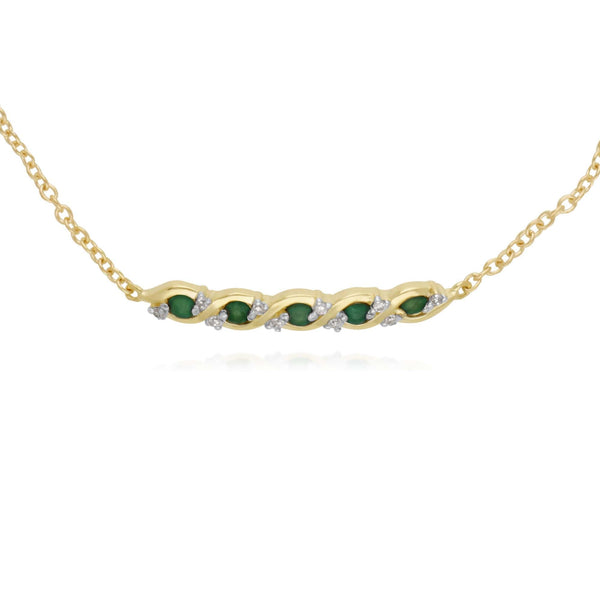 Gemondo Classic Emerald & Diamond Twisted Bracelet In 9ct Gold