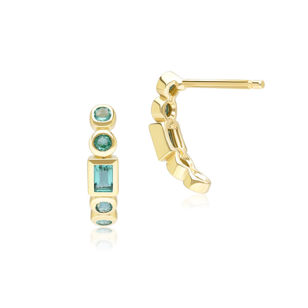 Gemondo Classic Emerald Half Eternity Hoop Earrings In 9ct Yellow Gold
