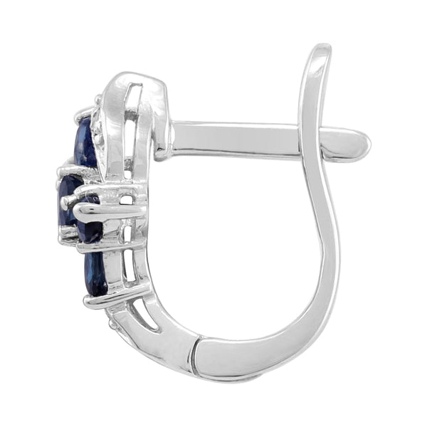 Gemondo Classic Floral Sapphire & Diamond Hoop Earrings In Sterling Silver