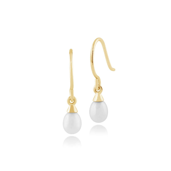 gemondo Classic Freshwater Pearl Drop Earrings in 9ct Yellow Gold