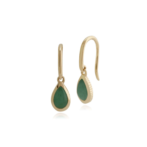 gemondo Classic Green Jade Bezel Set Drop Earrings in 9ct Yellow Gold