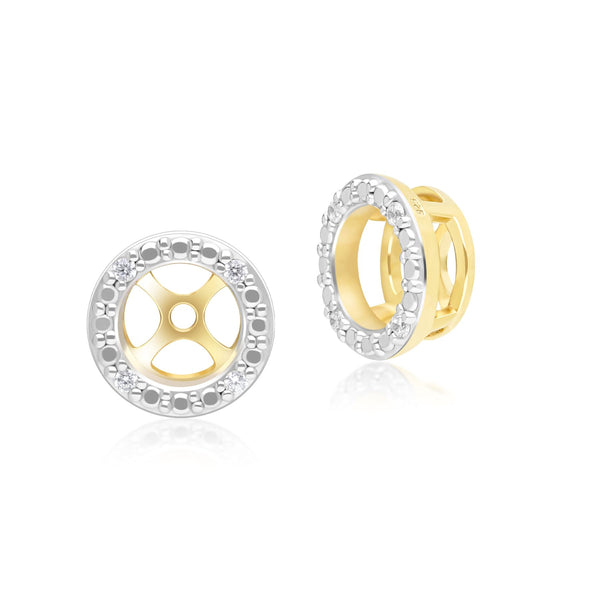 gemondo Classic Halo Diamond Ear Jacket Earrings in 9ct Yellow Gold