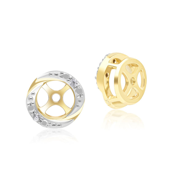 Gemondo Classic Halo Diamond Swirl Ear Jacket Earrings In 9ct Yellow Gold