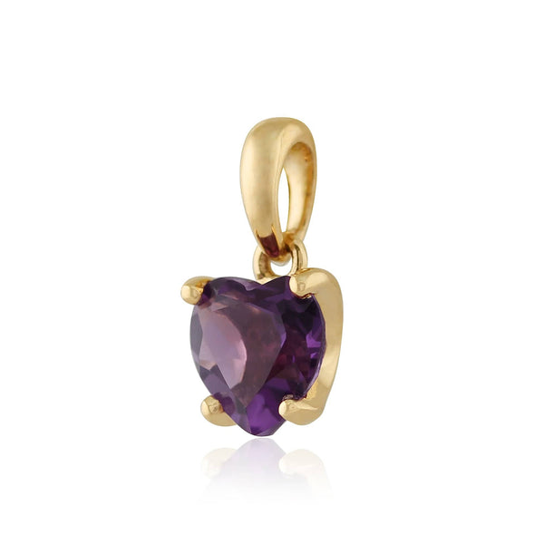 Gemondo Classic Heart Amethyst Pendant In 9ct Yellow Gold