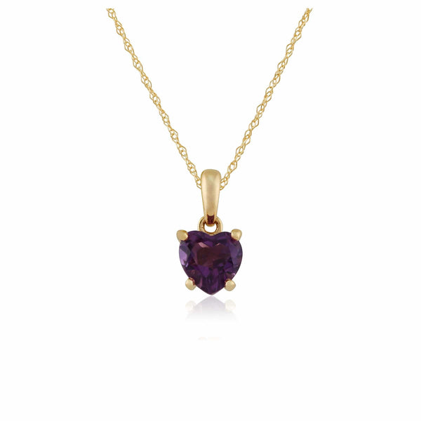 gemondo Classic Heart Amethyst Pendant in 9ct Yellow Gold