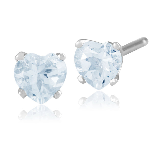 gemondo Classic Heart Aquamarine Stud Earrings in 9ct White Gold