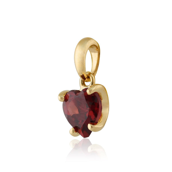 Gemondo Classic Heart Garnet Pendant In 9ct Yellow Gold