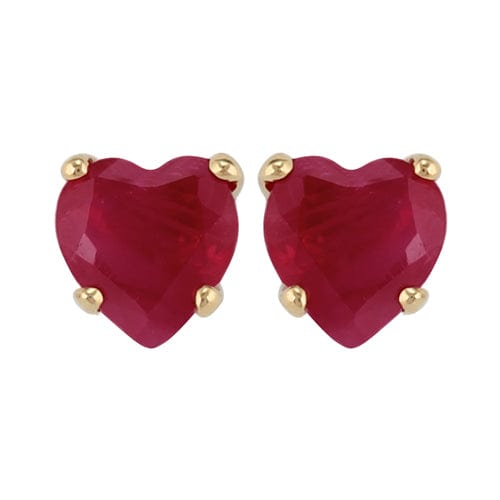 gemondo Classic Heart Ruby Stud Earrings in 9ct Yellow Gold 4mm