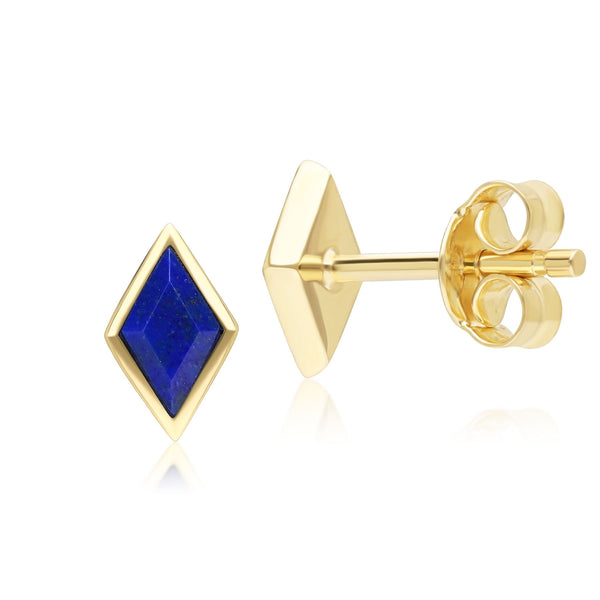 Gemondo Classic Lapis Lazuli Stud Earrings In 9ct Yellow Gold