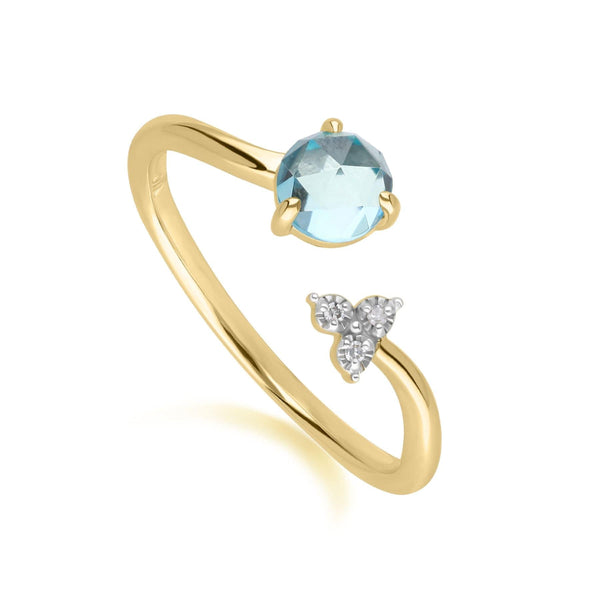 Gemondo Classic Light Swiss Blue Topaz Open Ring In 9ct Yellow Gold
