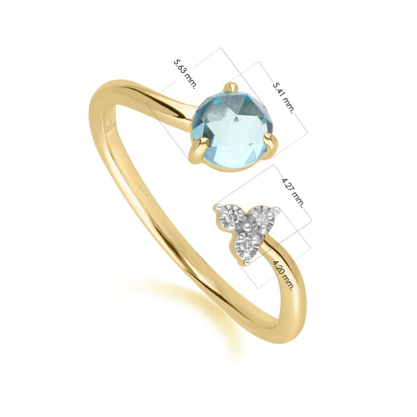 Gemondo Classic Light Swiss Blue Topaz Open Ring In 9ct Yellow Gold