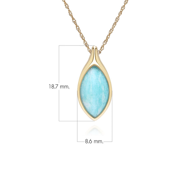 Gemondo Classic Marquise Amazonite Pendant Necklace In 9ct Yellow Gold