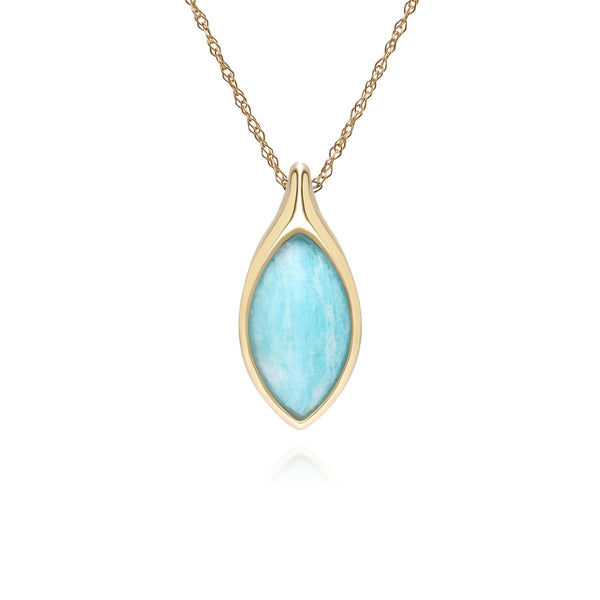 gemondo Classic Marquise Amazonite Pendant Necklace in 9ct Yellow Gold