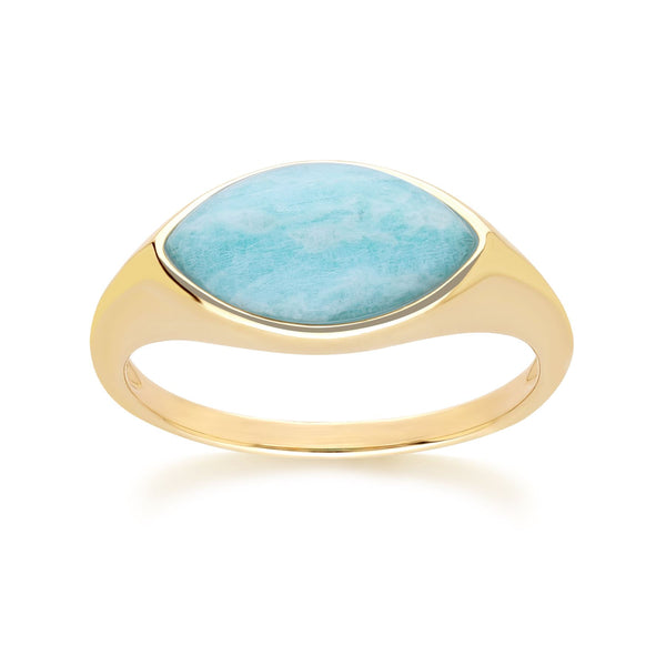 gemondo Classic Marquise Amazonite Ring in 9ct Yellow Gold