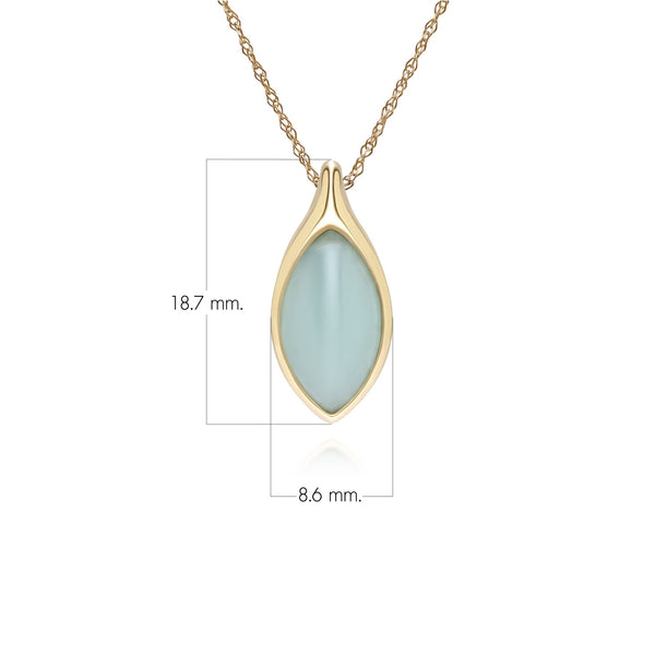 Gemondo Classic Marquise Green Jadeite Pendant Necklace In 9ct Yellow Gold